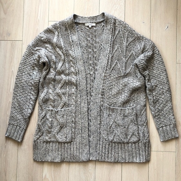 Madewell Wool Alpaca Blend Cable Knit Textured Open Front Cardigan Size S - Picture 1 of 12